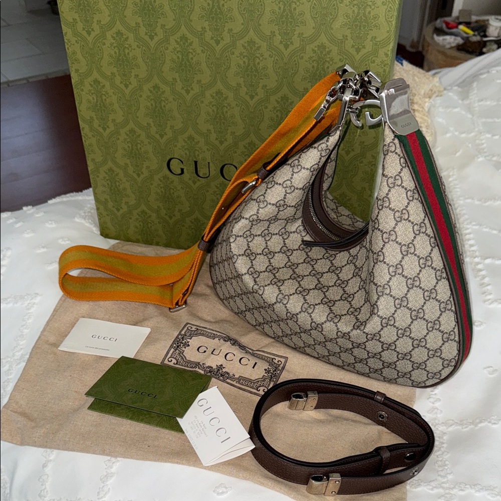 GUCCI Attache' Multicolor Big Crescent Moon Shoulder Bag with Hook Woman Gucci